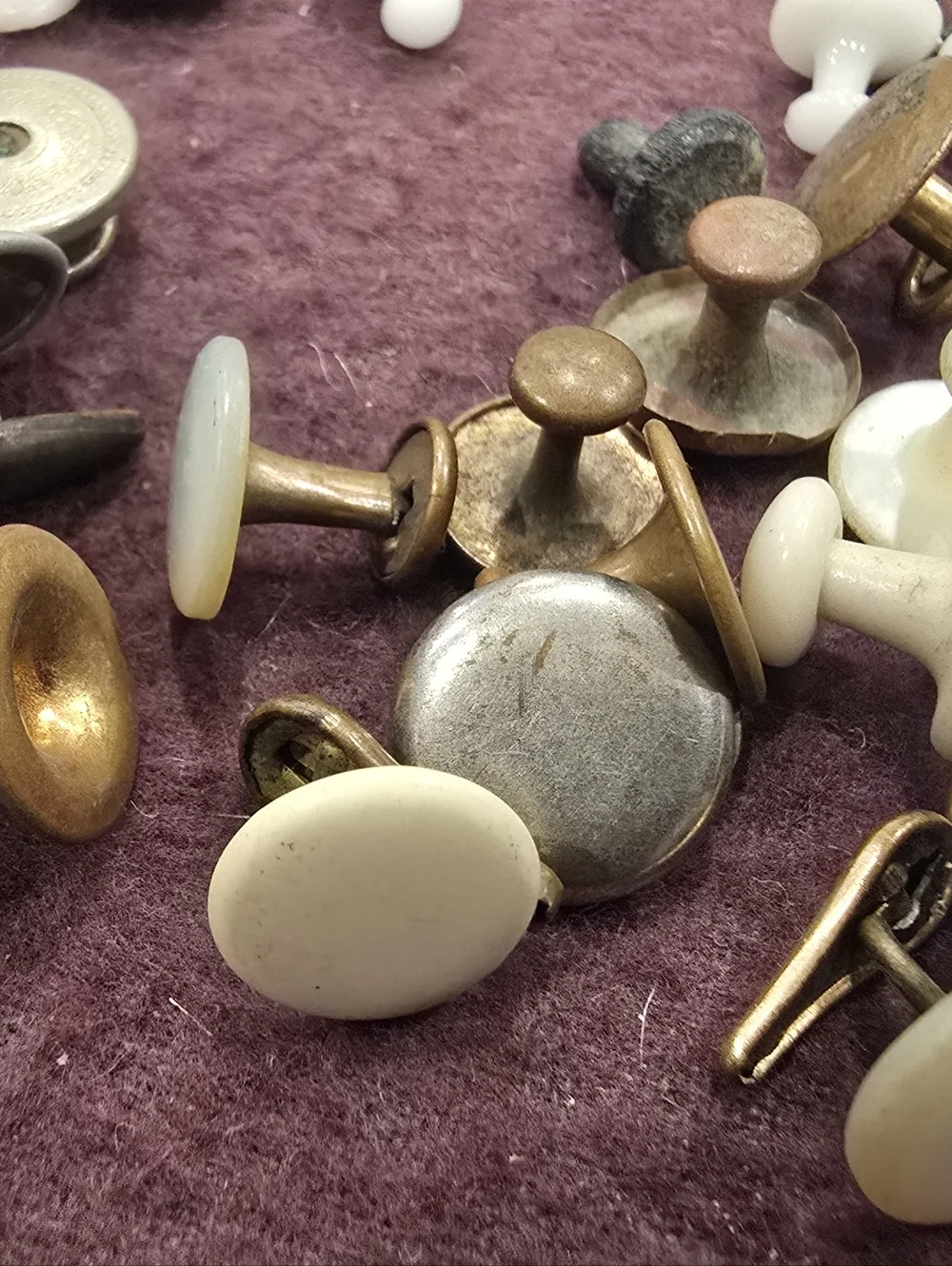 Antique Vtg Collar Cuff Stud Buttons Lot Mother Pearl Mop Over 70 PCs Sets Too